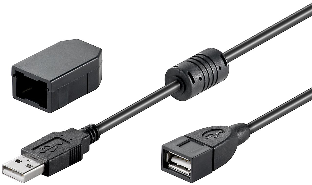 USB-A-Verlängerung mit Sicherungsclip, 2 m, schwarz