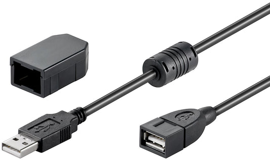 USB-A-Verlängerung mit Sicherungsclip, 2 m, schwarz