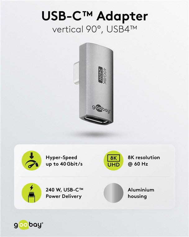USB-C™-Adapter vertikal 90° rotiert, USB4™