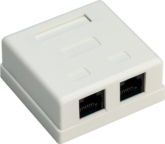 2-port RJ45 junction box, CAT 6, UTP