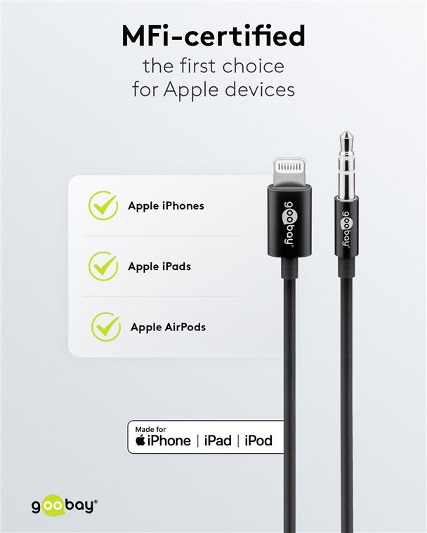 Apple Lightning Audio-Anschlusskabel (3,5 mm), 1 m, schwarz