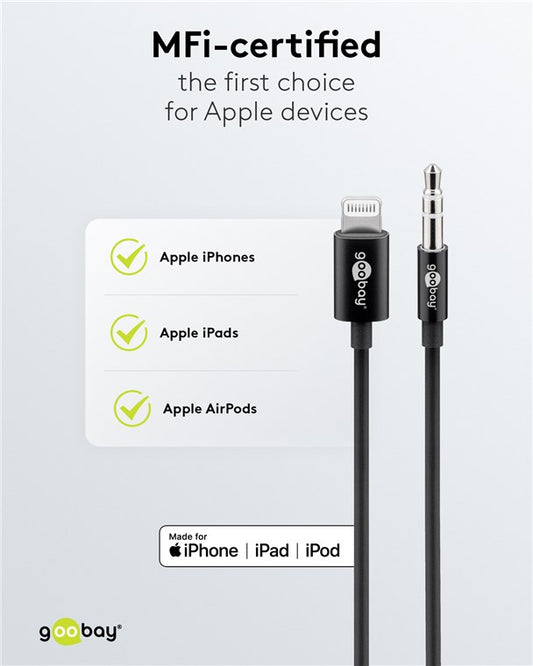 Apple Lightning Audio-Anschlusskabel (3,5 mm), 1 m, schwarz