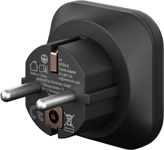 Reiseadapter USA/Japan auf Europa, schwarz
