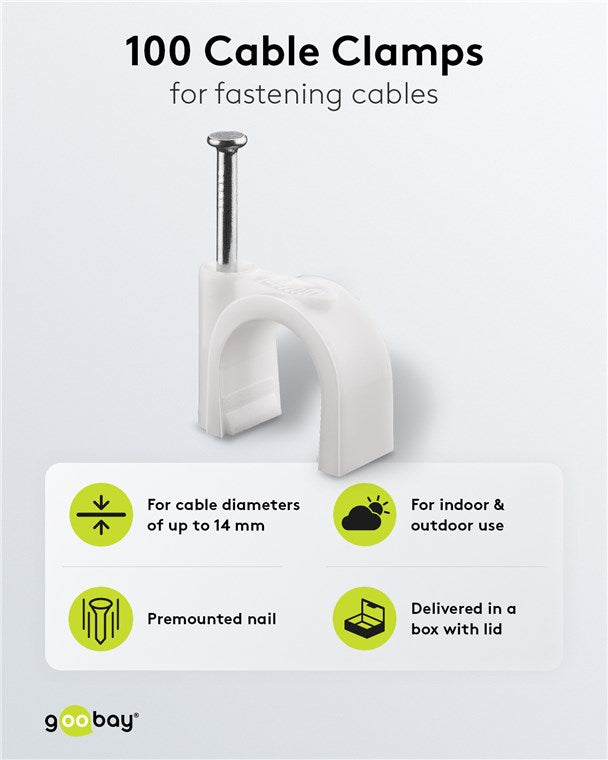 Cable clamp 14 mm, white