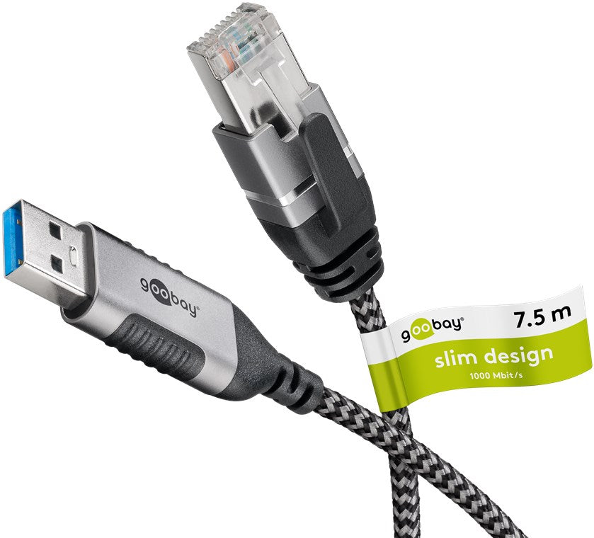 Ethernet-Kabel USB-A 3.0 auf RJ45, Slim, 7,5 m