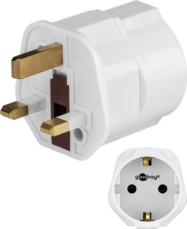 Reiseadapter Europa auf UK, weiß