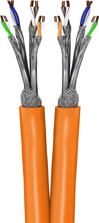 CAT 7A Duplex-Netzwerkkabel, S/FTP (PiMF), orange