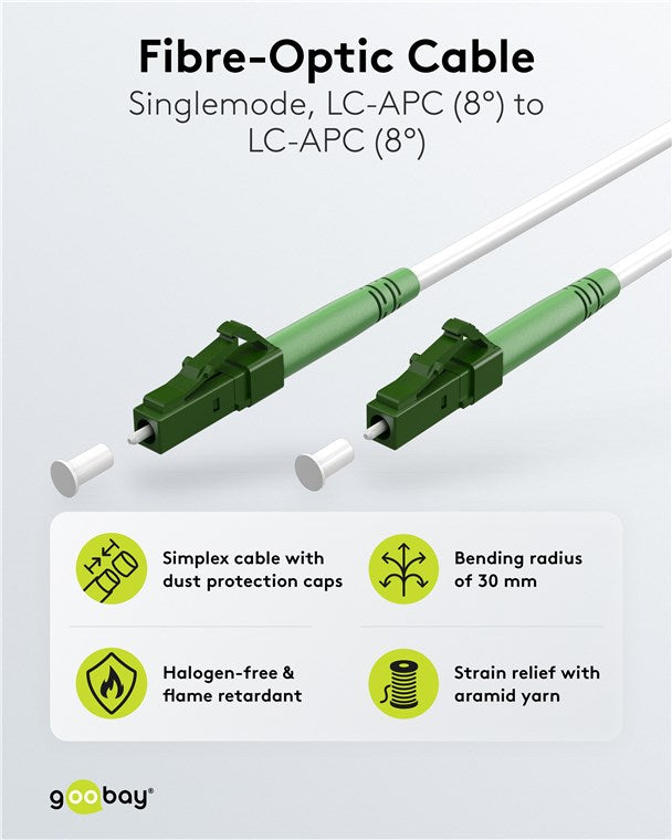 Glasfaserkabel (FTTH), Singlemode (OS2) White, (Simplex), 2 m