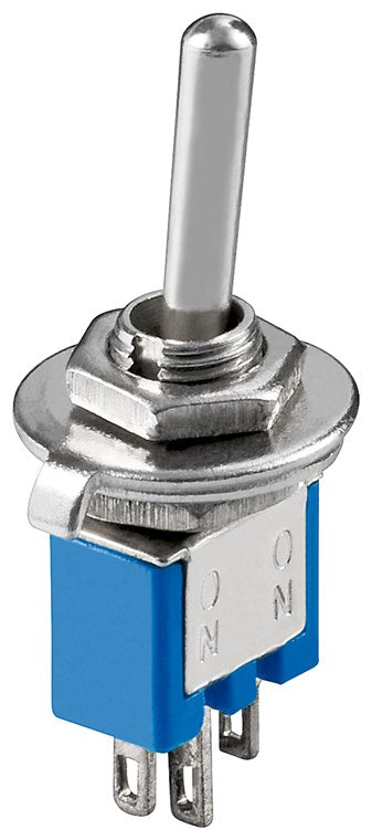 Kippschalter Subminiatur, 1x UM, 3 Pins, blaues Gehäuse