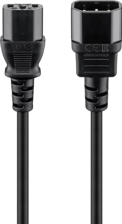 Kaltgeräte Verlängerungskabel, 3 m, schwarz