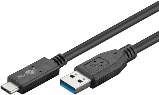 USB-C™ kablosu USB 3.2 Gen 2, 3 A, 1 m, siyah
