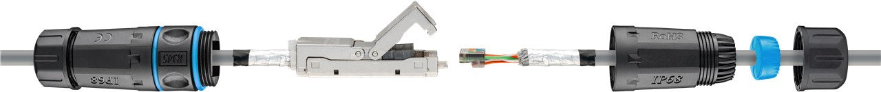 Outdoor (IP68) Netzwerkkabel-Verbinder, CAT 6A STP geschirmt