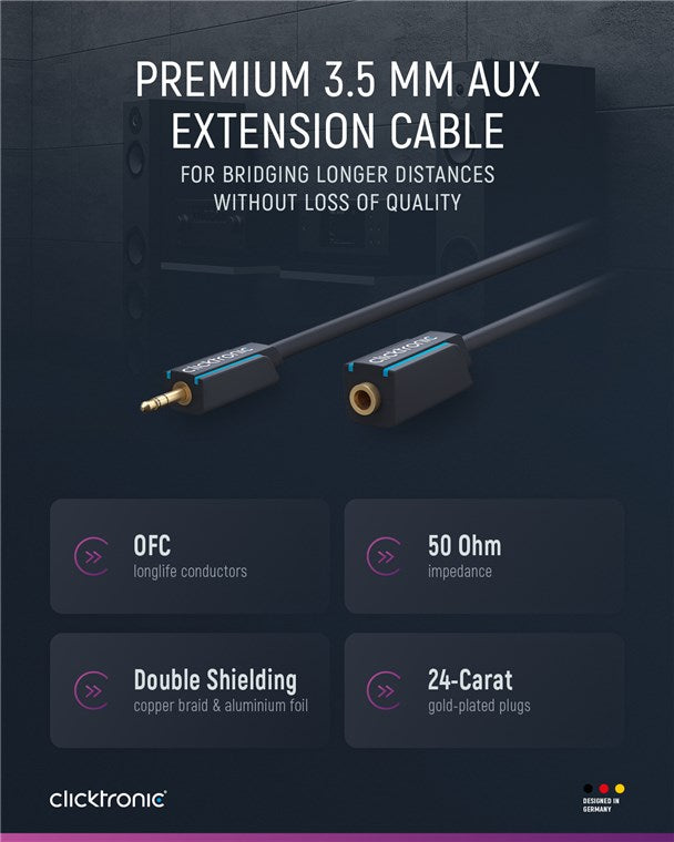 3,5-mm-AUX-Verlängerungskabel, stereo