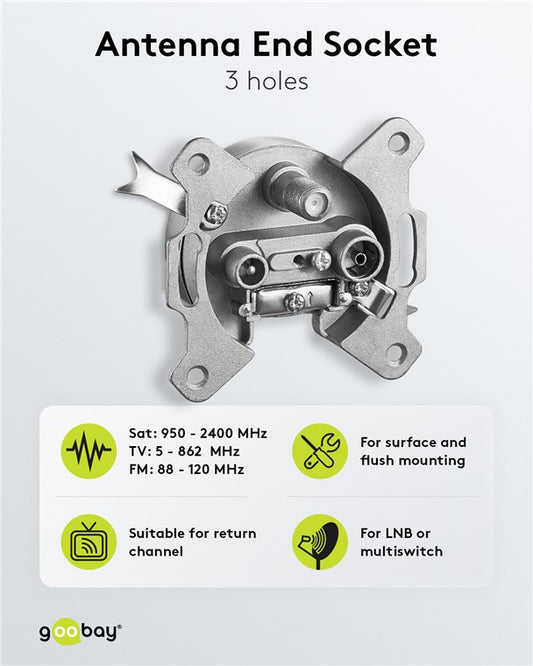 3-hole antenna stub/end socket