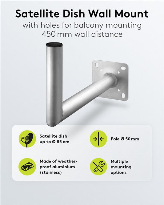 Aluminium Sat-Schüssel-Wandhalterung, 450 mm Wandabstand