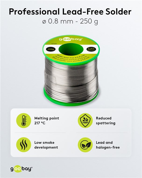 Profesyonel kurşunsuz lehimleme kalıbı, ø 0,8 mm, 250 g