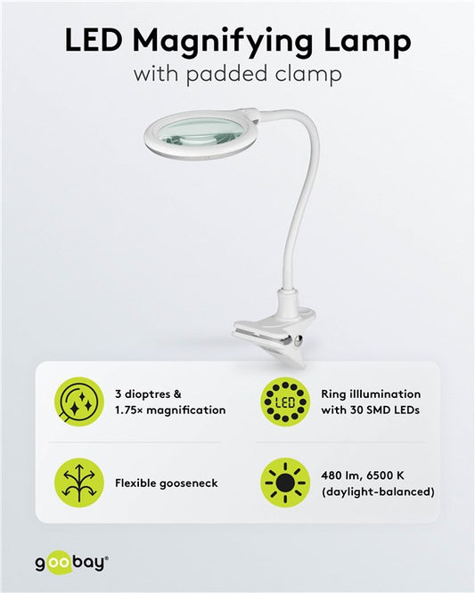LED-Klemm-Lupenleuchte, 6 W, weiß