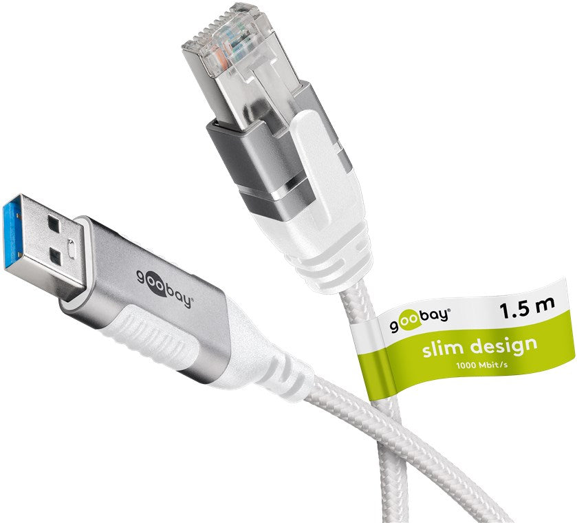 Ethernet-Kabel USB-A 3.0 auf RJ45, Slim, 1,5 m