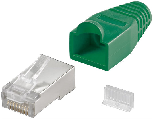 RJ45 connector, CAT 5e STP shielded with kink protection sleeve