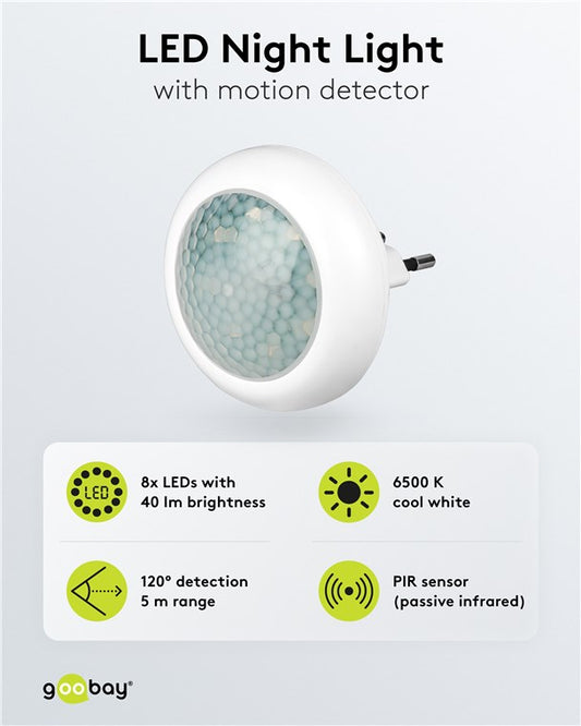 Kompaktes LED-Nachtlicht mit Bewegungsmelder