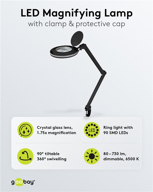 LED-Klemm-Lupenleuchte, 9 W, schwarz