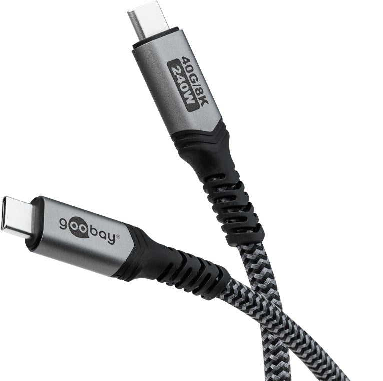 USB-C™-Kabel, USB4™, 1,5 m, schwarz;silber