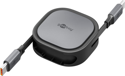 Selbstaufrollendes USB-C™-Kabel, 1 m, schwarz;silber