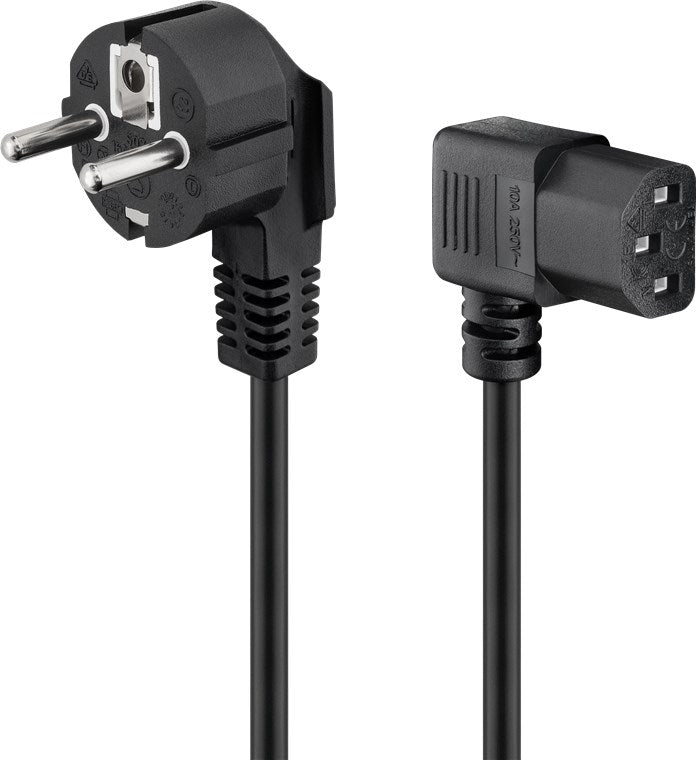 beidseitig abgewinkeltes Kaltgeräte-Anschlusskabel, 1,5 m, Schwarz, (3*0,75 mm²)