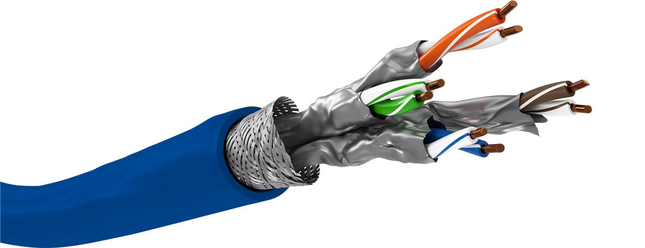 CAT 7A Netzwerkkabel, S/FTP (PiMF), blau
