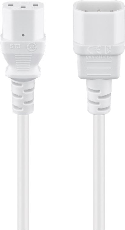 Kaltgeräte Verlängerungkabel, 0,5 m, Weiß