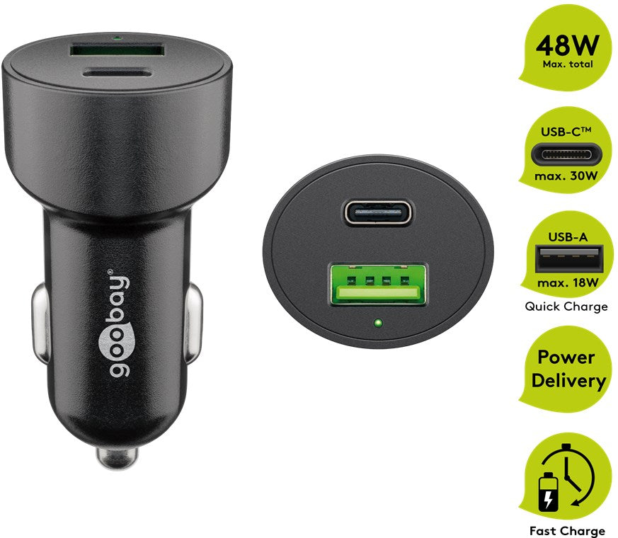 Dual-USB Auto-Schnellladegerät USB-C™ PD (Power Delivery) (48 W)