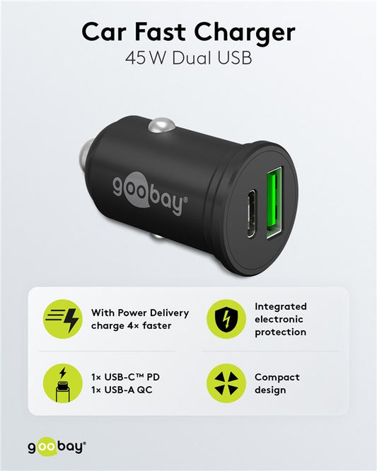 Dual-USB Auto-Schnellladegerät USB-C™ PD (Power Delivery) (45 W)